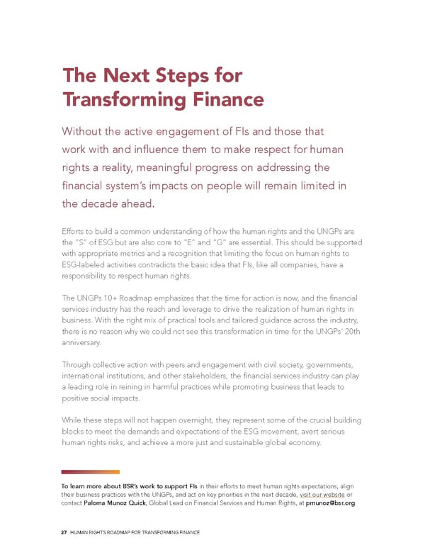 Human Rights Roadmap for Transforming Finance - Page 27